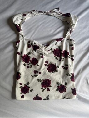 Garage Sweetheart Cap Sleeve w/ Burgundy Rose Print